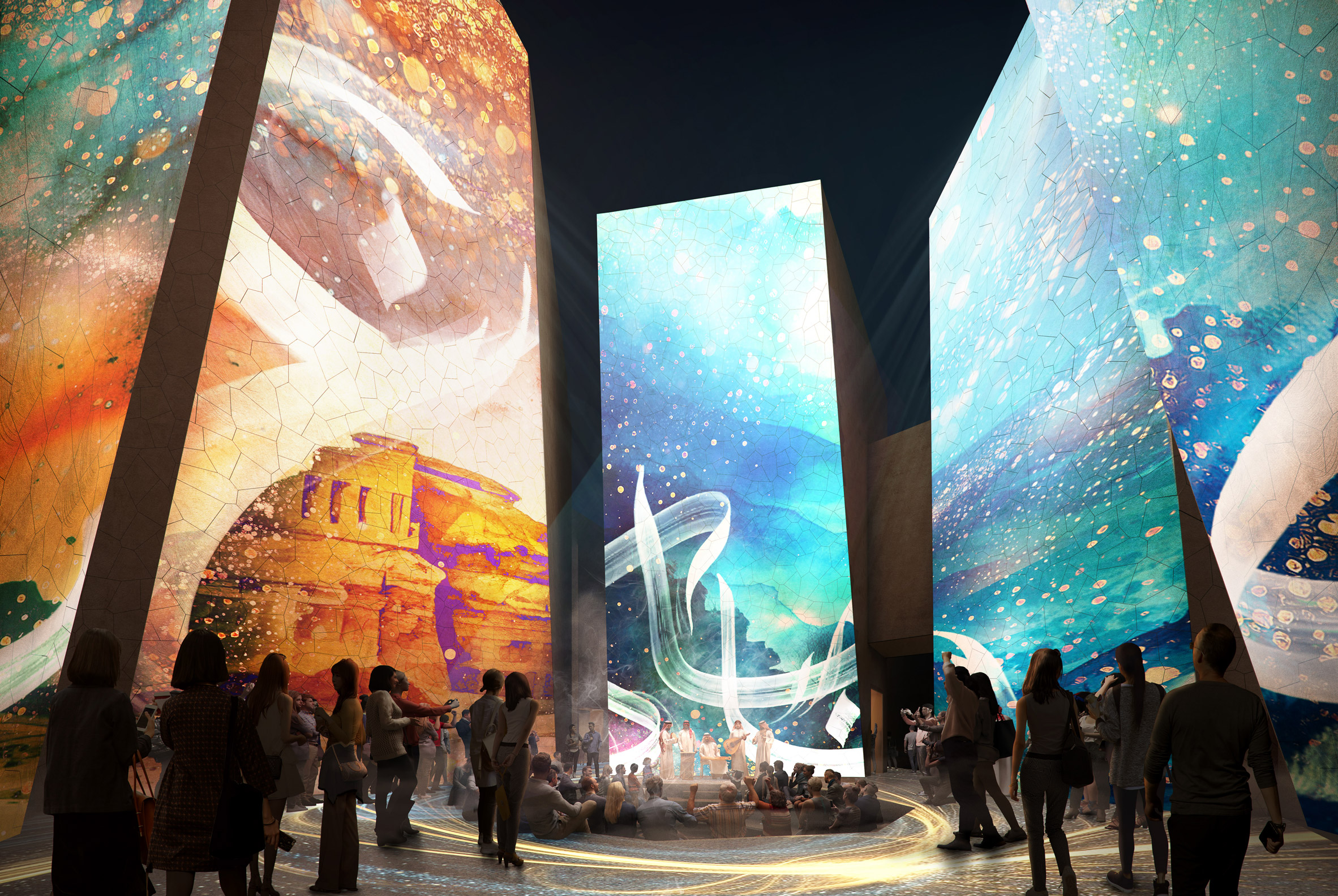 Render of audio-visual installations at the Expo 2025 Osaka