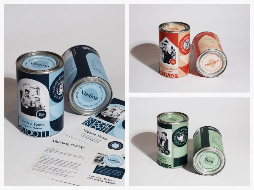 Three images of coffee tins