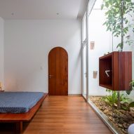 Bedroom with an outdoor courtyard