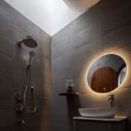 Grey bathroom interior