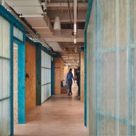 Corrugated fibreglass screens in Today Design office by Studio Edwards