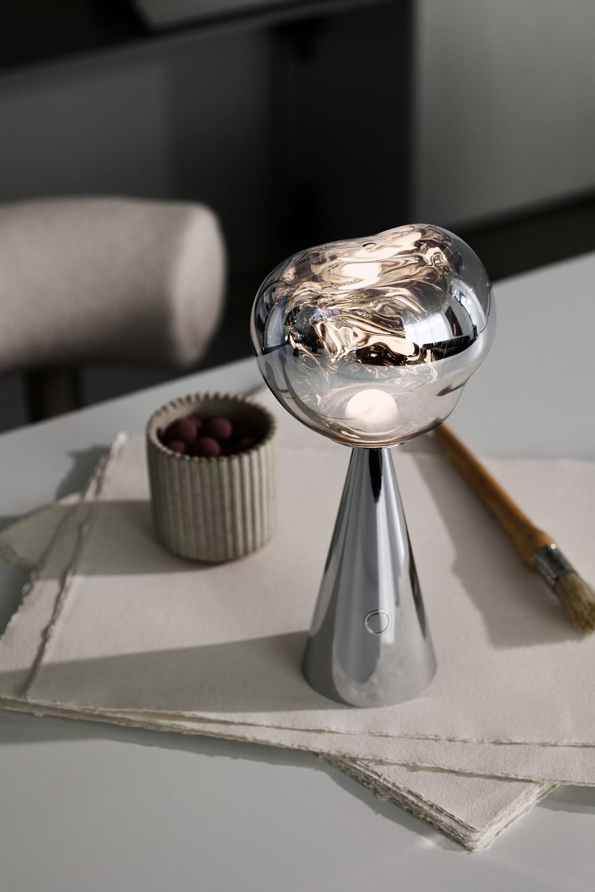 Melt Portable in silver finish by Tom Dixon