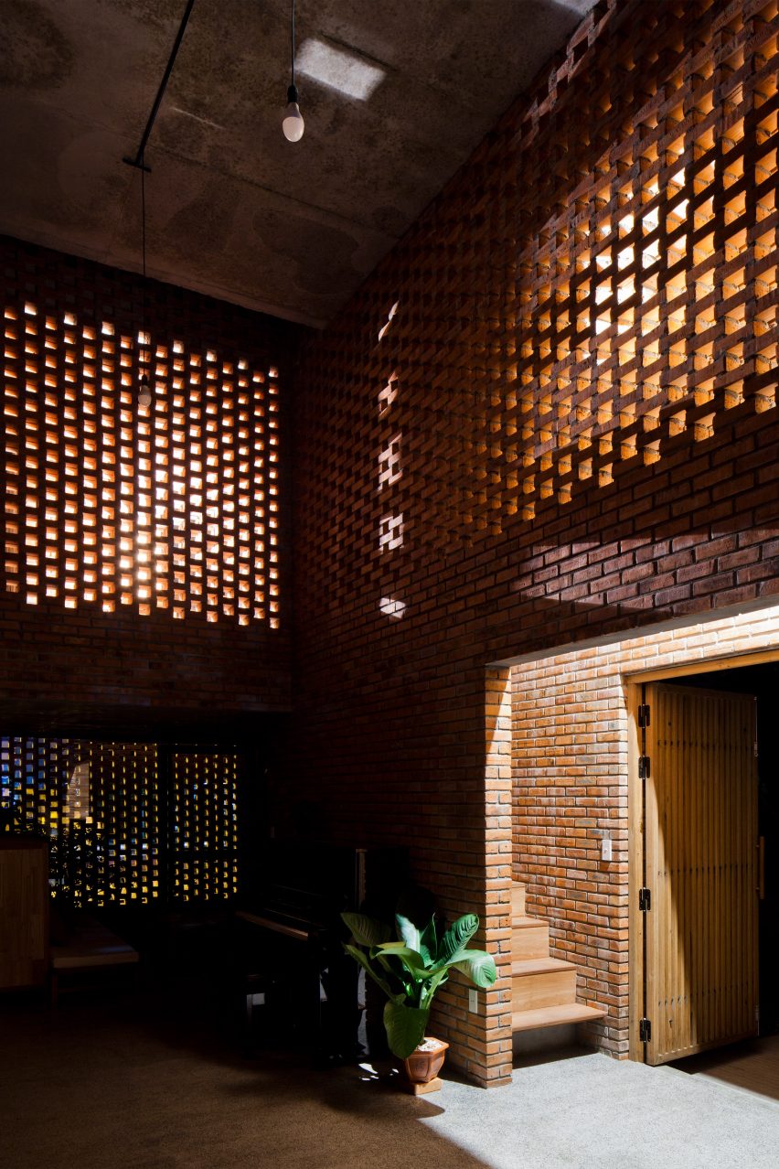 Tropical Space design perforated brick house in Vietnam