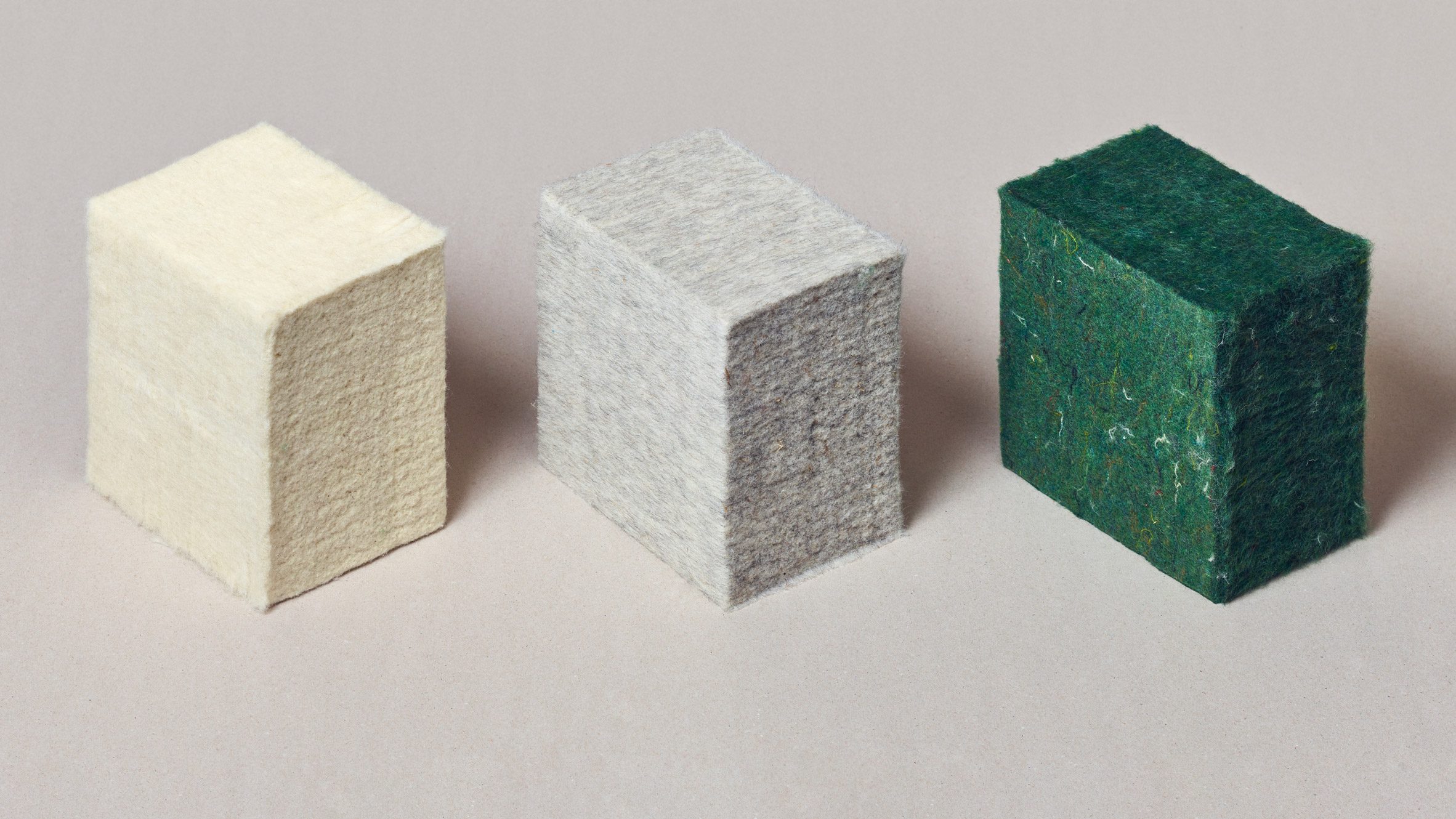 Robot-made wool blocks by Christien Meindertsma