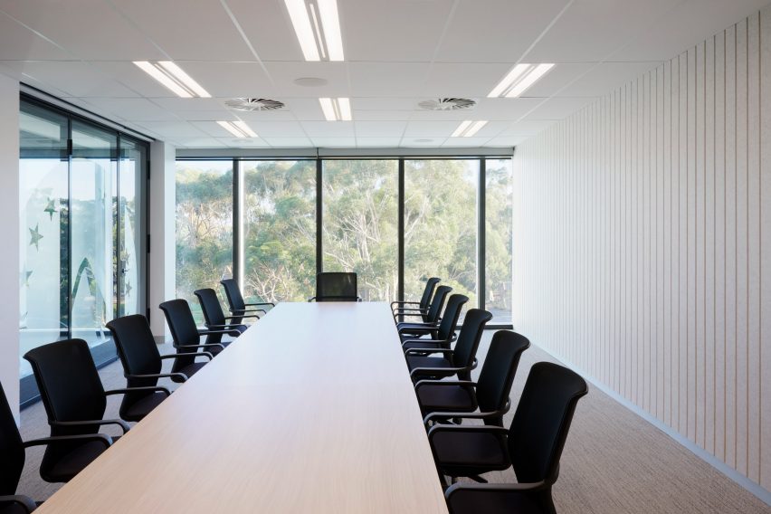 Boardroom with acoustic panels