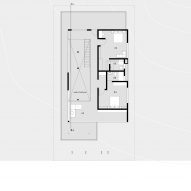 First floor plan of wood louvred home in Kerala, India by 3dor Concepts