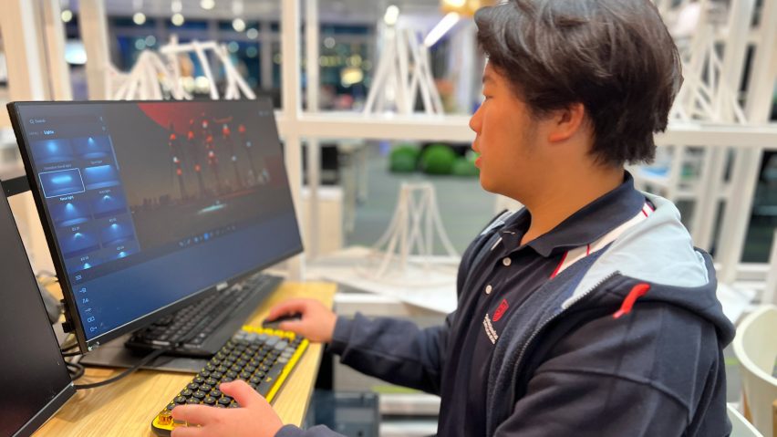 Student working at a computer