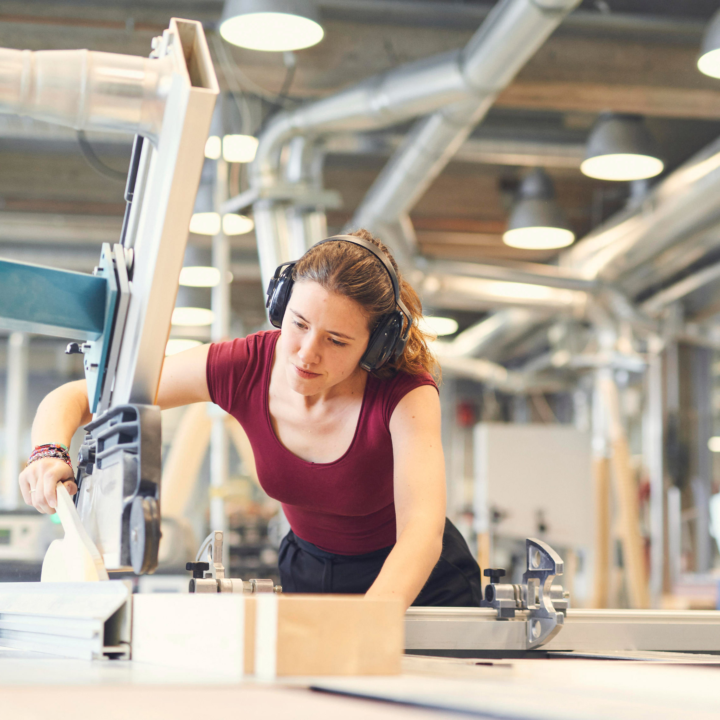 Person working with cutting machine