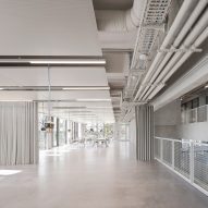 Interior work space at the Texoversum school of textiles at Reutlingen University of Applied Sciences