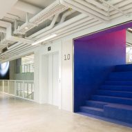 Interior collaboration space of Texoversum school of textiles by Allmannwappner and Menges Scheffler Architekten