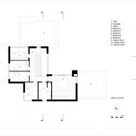 First floor plan of white home in Sweden by Asa Hjort Architects