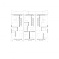 Plan of Concrete terrace houses in Switzerland by Atelier Rampazzi