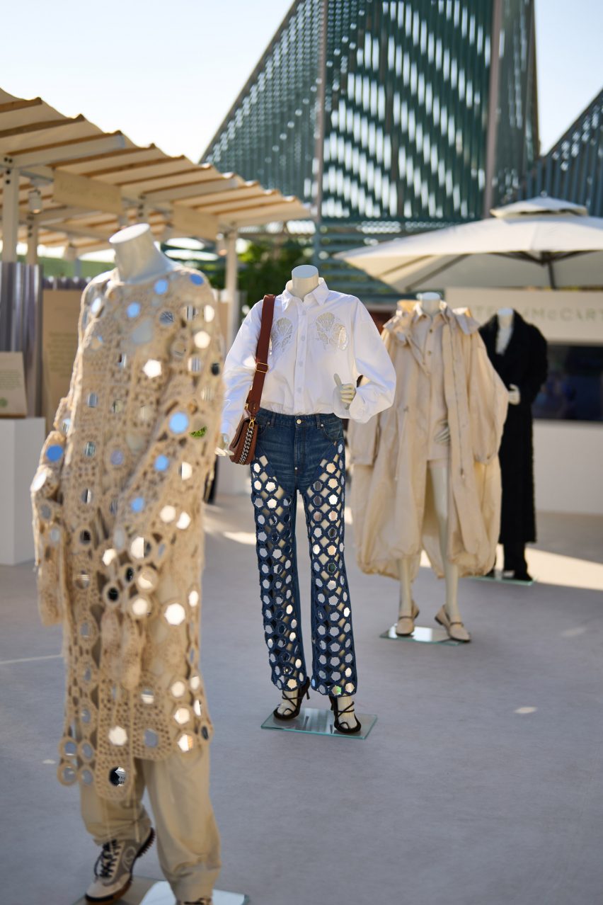 Mannequins wearing Stella McCartney garments at COP28