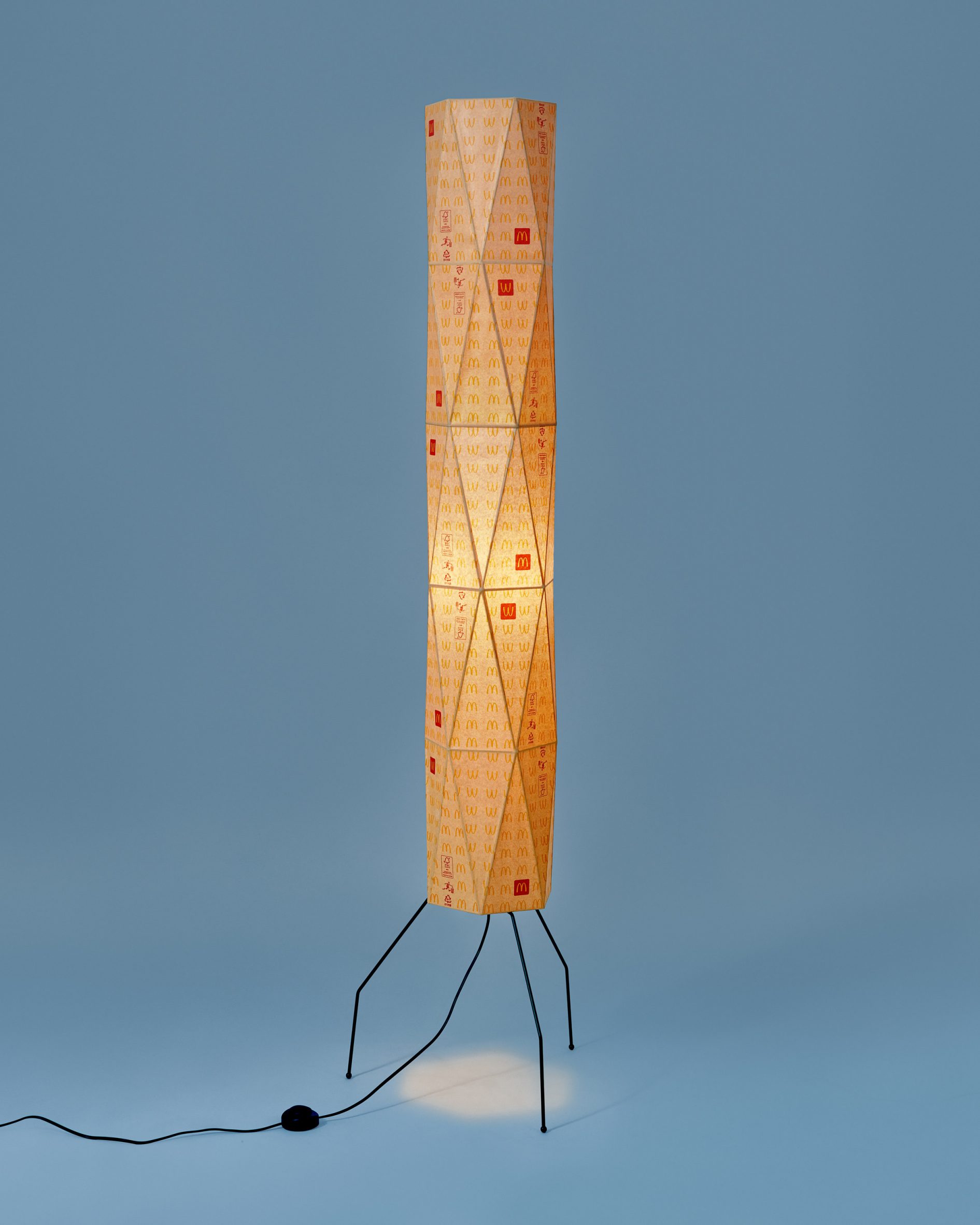 a lamp made with mcdonalds wrappers