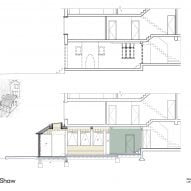 Section drawing of London home extension by Proctor & Shaw