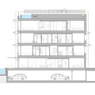 Section drawing of duplex apartments in Palma de Mallorca by OHLAB