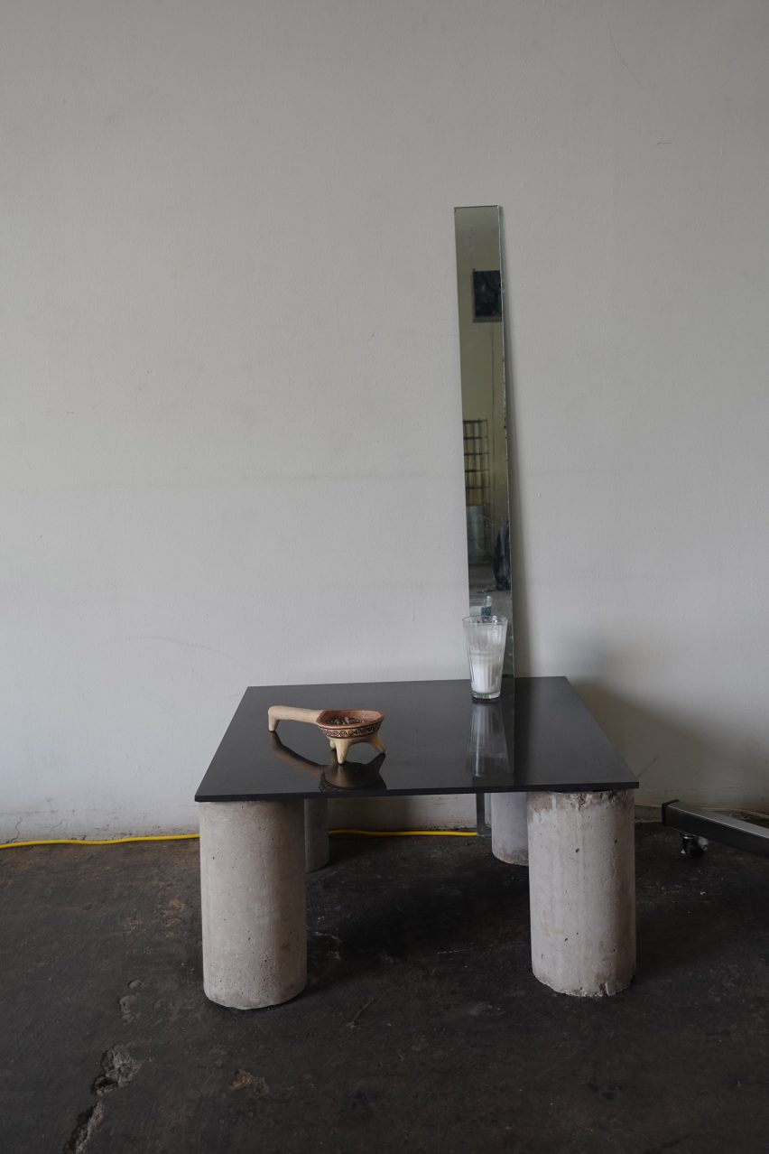 Table with reclaimed concrete legs