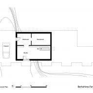 Basement level plan at Berkshires Farmhouse Massachusetts by Kinneymorrow