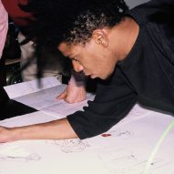 Jean-Michael Basquiat sketching