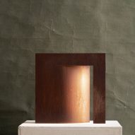 Manu Bañó designs lamp using a sheet of oxidised steel