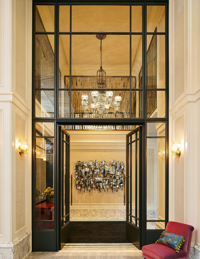 Double height lobby at The Fifth Avenue Hotel manhattan
