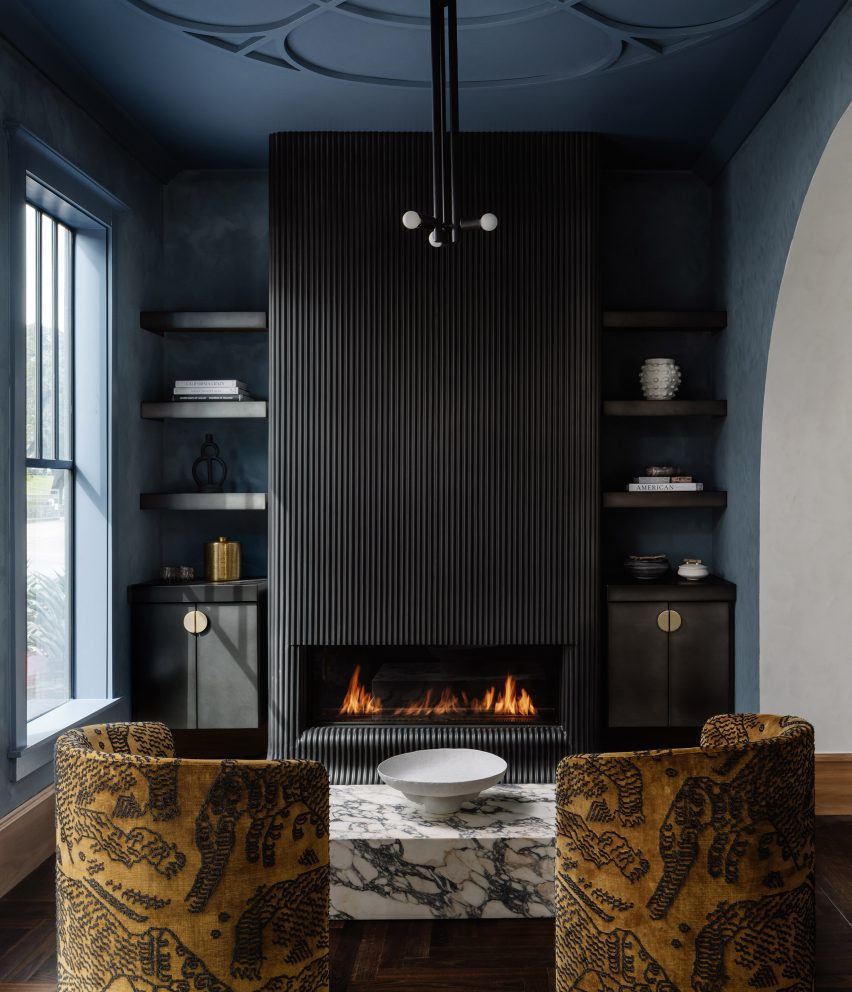 Black fluted hearth