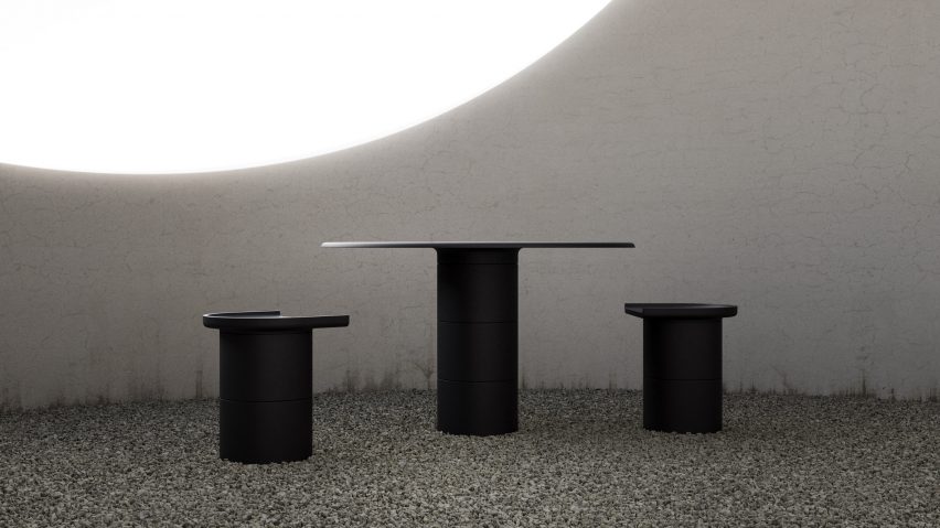 Multiplo table and chair by Finemateria for Pulkra