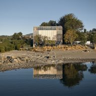 Lakeside mass-timber theatre in Chile features "box within a box" construction