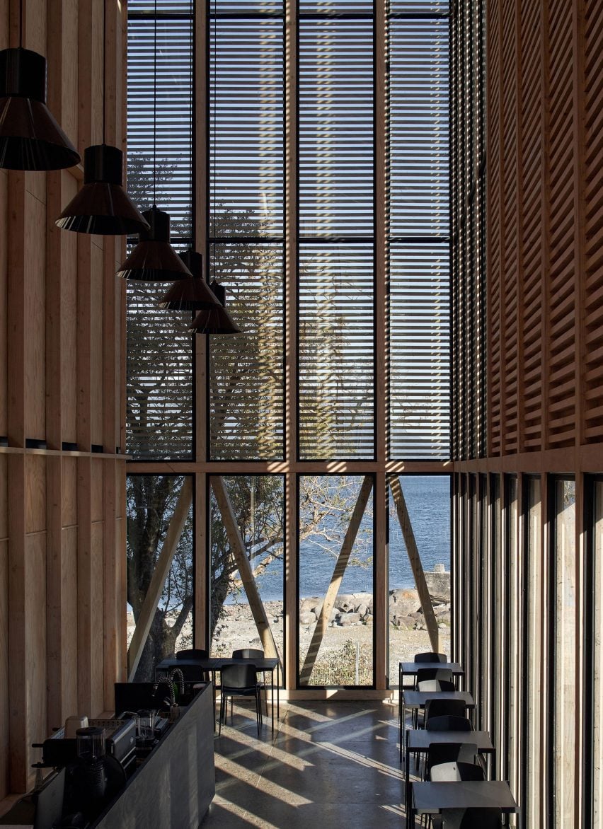 Glued laminated timber slats within Chilean theatre