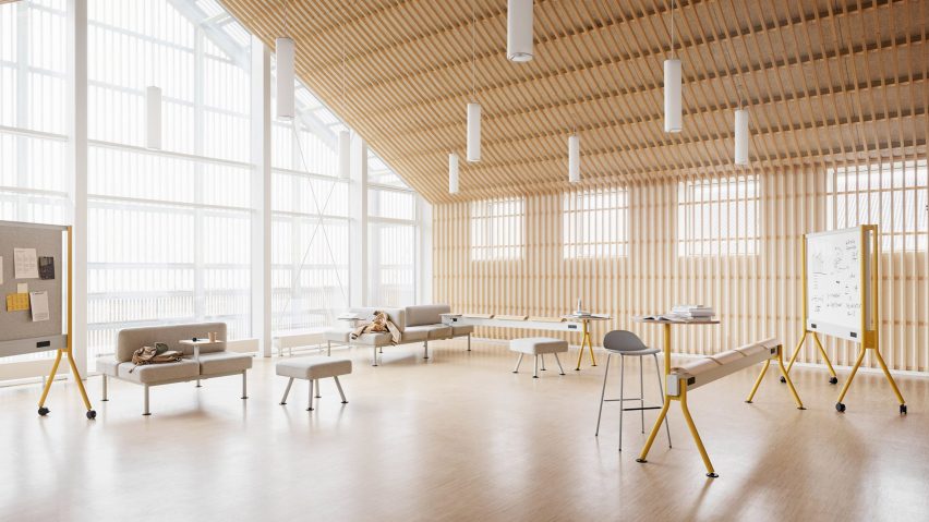 CoLab furniture collection situated in a classroom environment