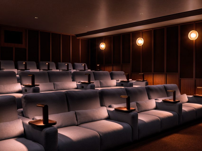 A 22-seat screening room with three seating tiers