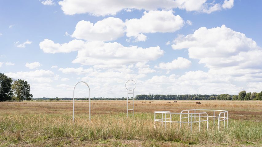 sculptures in fields