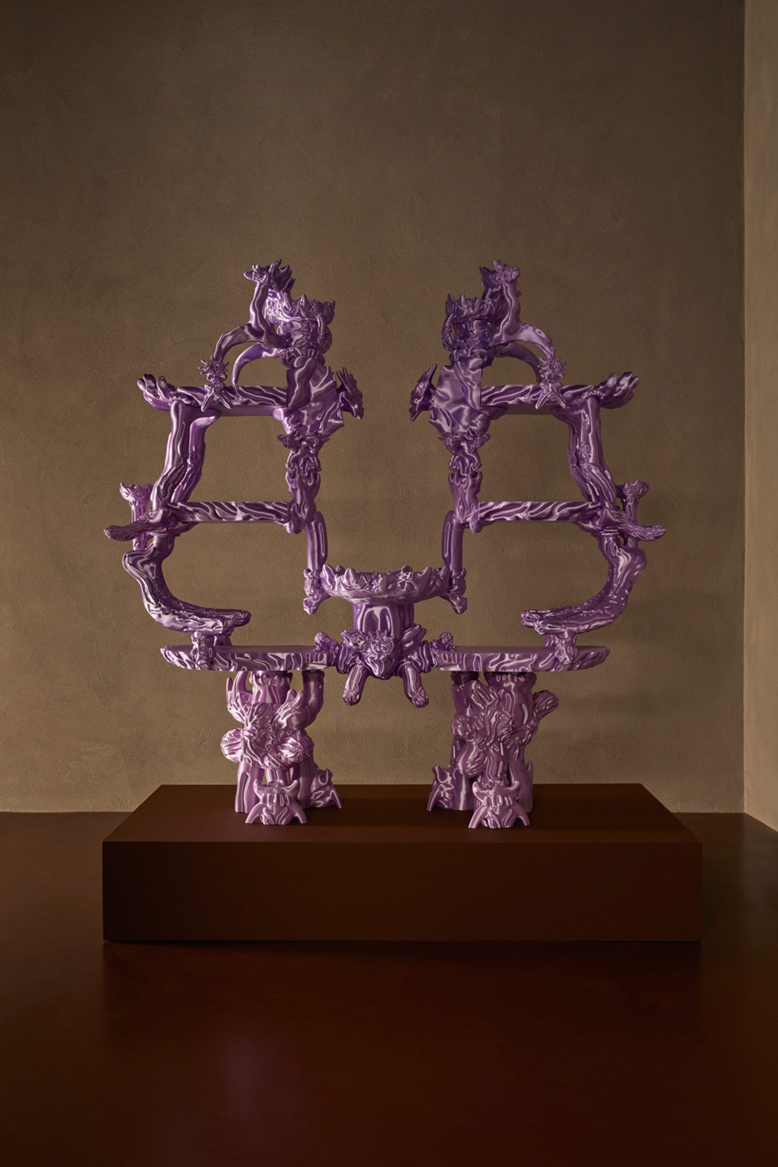 Metallic purple sculpture by Audrey Large