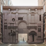 Robocoop conceals Rome palace restoration work with "illusionary infill facade"