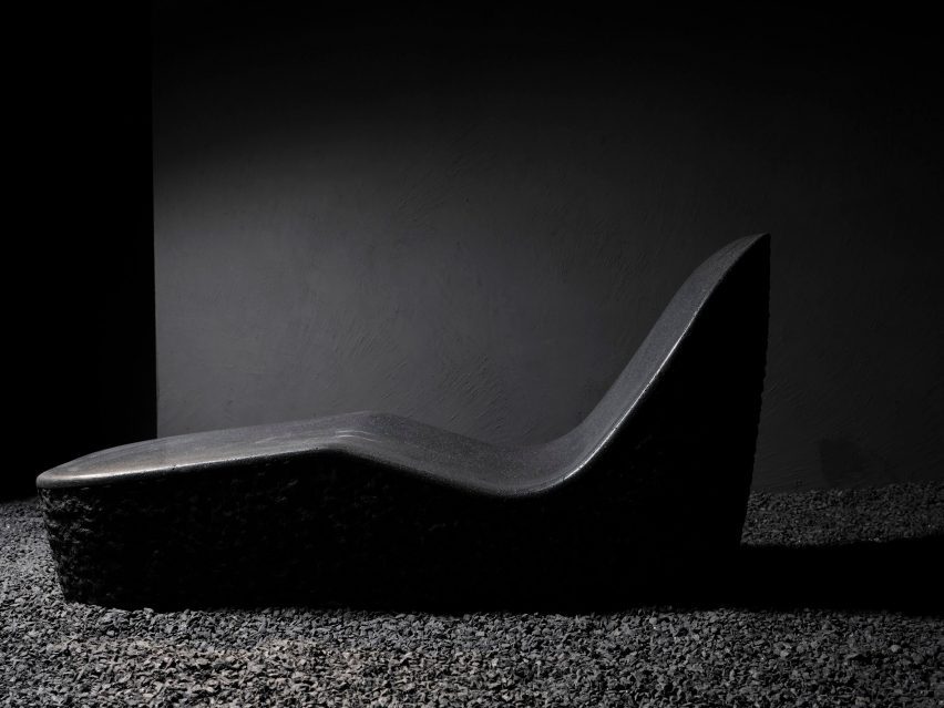 Black stone chaise lounge