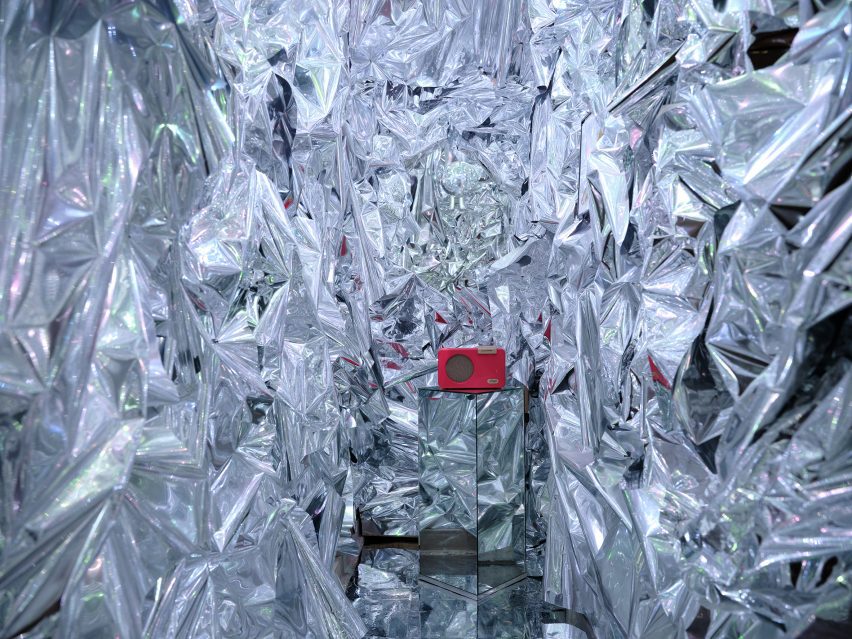 Warhol-themed secret room lined with silver foil