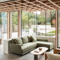 London home extension with wooden lattice ceiling