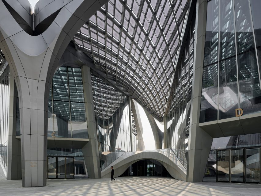 Central plaza at Zhuhai Jinwan Civic Art Centre by Zaha Hadid Architects