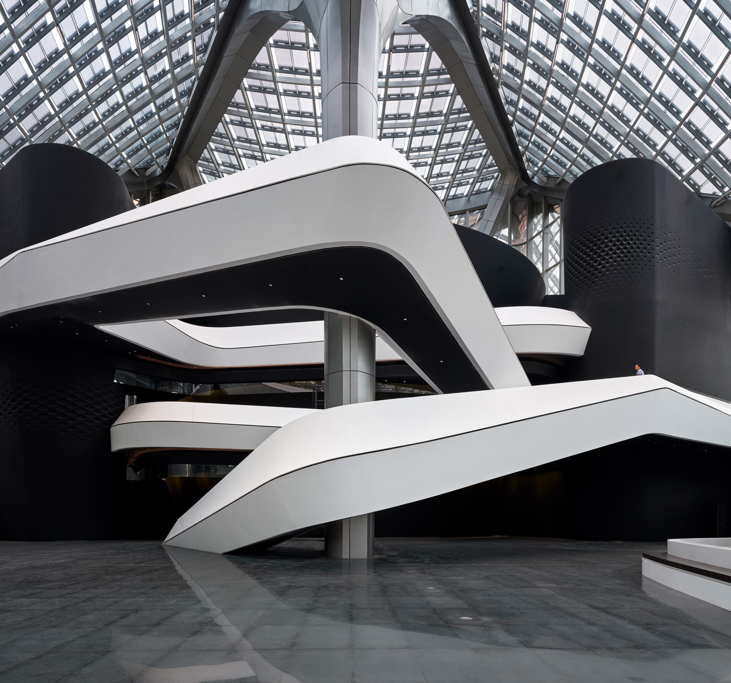White staircase by Zaha Hadid Architects