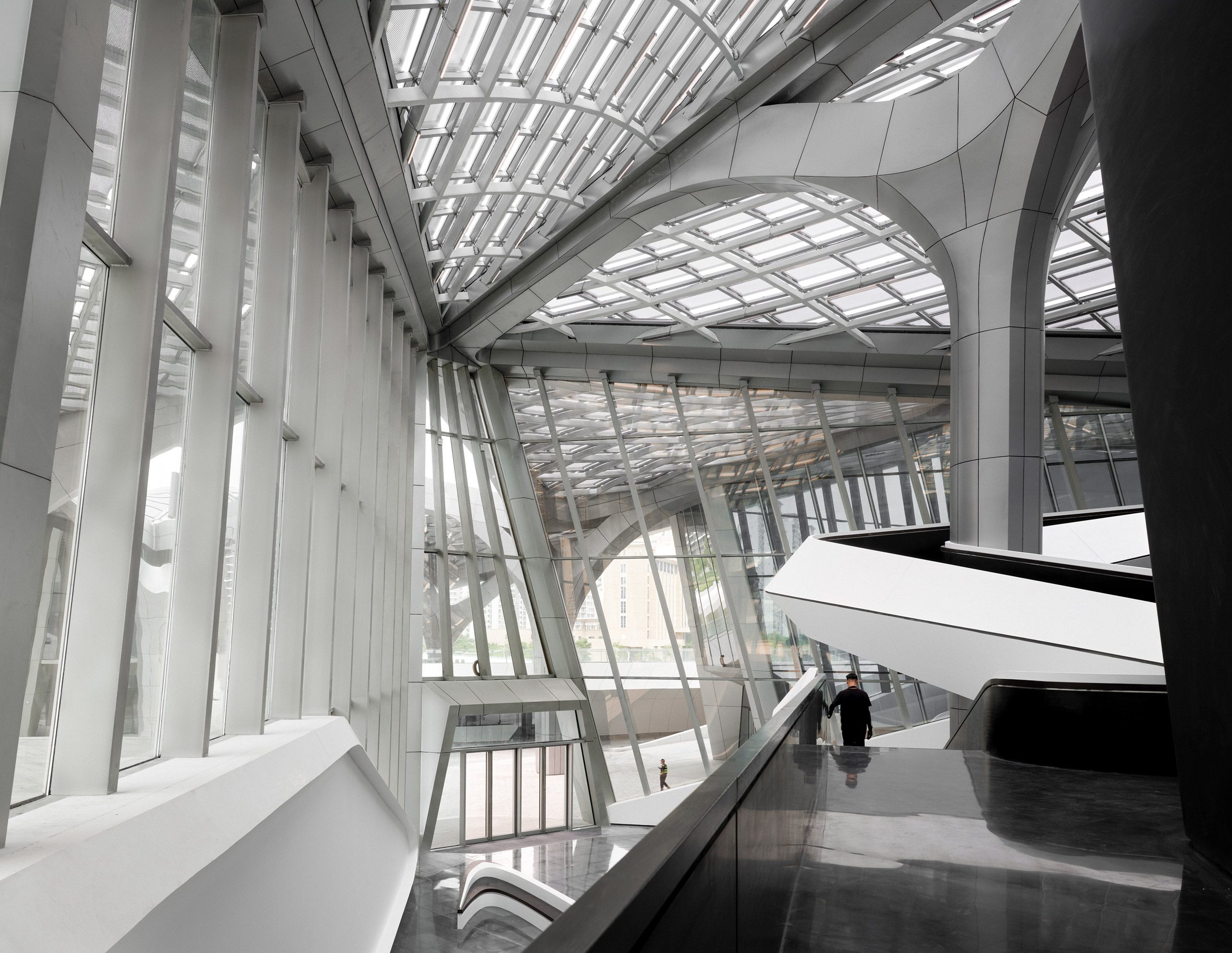 Interior of Zhuhai Jinwan Civic Art Centre by Zaha Hadid Architects