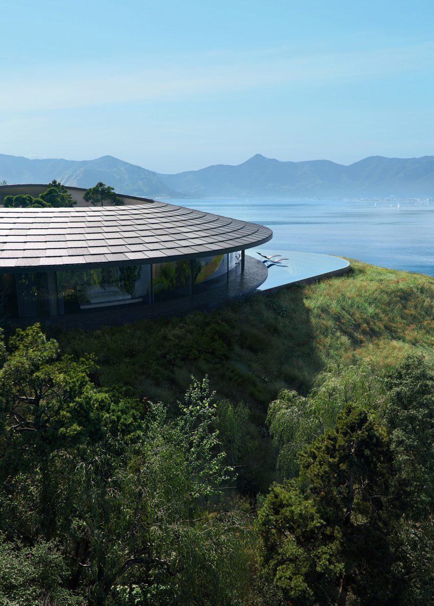 Exterior view of Japanese holiday villas by BIG 