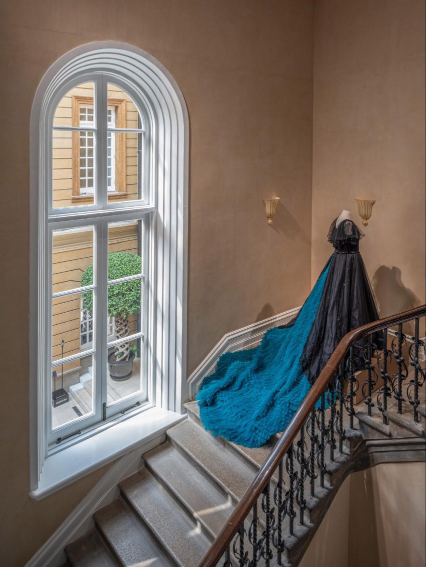 Photo of a dress on a staircase