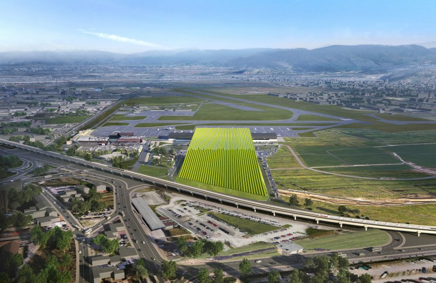 Aerial render of Aeroporto Amerigo Vespucci by Rafael Viñoly Architects