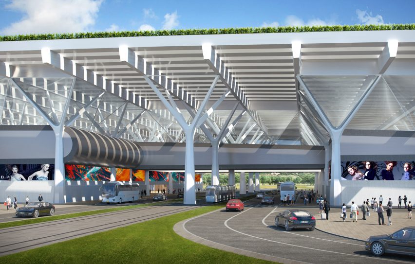 Render of airport terminal entrance