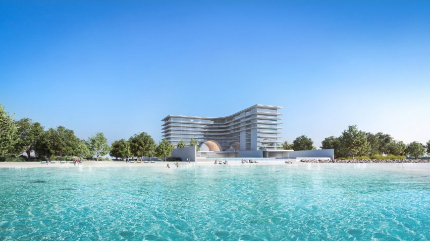 Exterior view of Armani Beach Residences at Palm Jumeirah in Dubai
