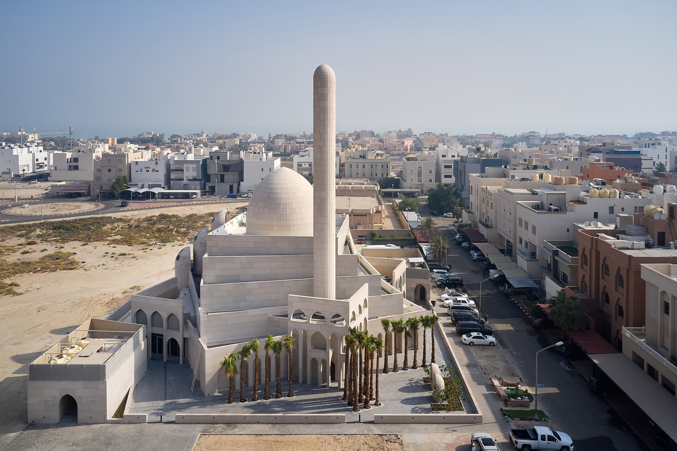 The minaret marks out the direction toward the religious centre