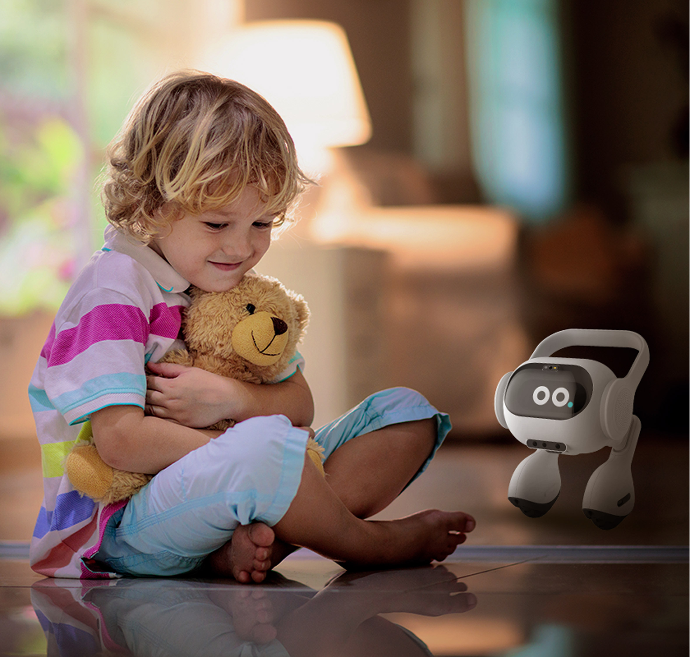 AI-powered robot watching over an unattended child