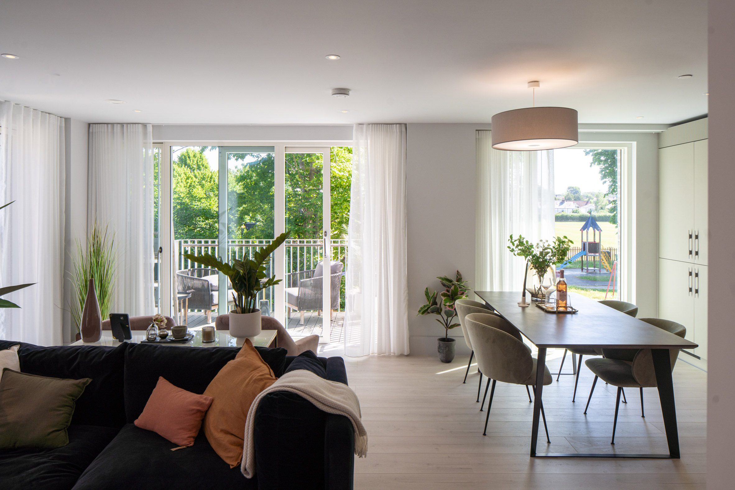 Interior living area Cobham Bowers retirement housing in Surrey by Coffey Architects