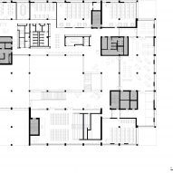 Level two floor plan of Concrete maritime academy in Denmark by EFFEKT and CF Moller Architects