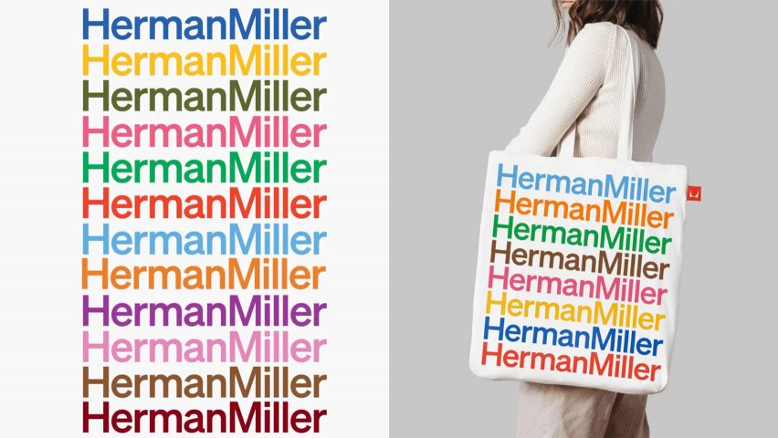 Person wearing Herman Miller tote bag
